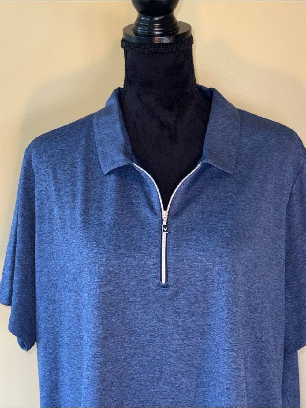 Callaway Heathered Navy Blue Zipper Golf Polo Shirt Top Plus Size 2X NWOT - Picture 2 of 12